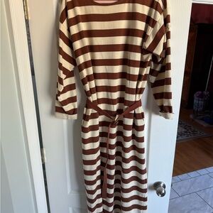 Striped Brown and White Tory Burch Dress